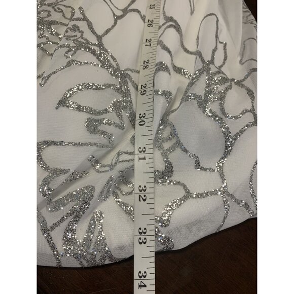 Speechless Girls 16 White Silver Floral Glitter Midi Dress Formal Evening - Picture 7 of 8